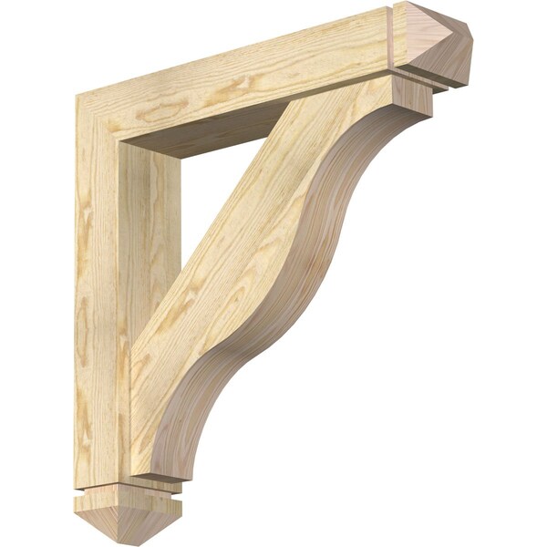 Ekena Millwork Funston Arts and Crafts Rough Sawn Bracket w/ Offset Brace, Douglas Fir, 6"W x 30"D x 30"H BKT0604X30X30FST03RDF - main